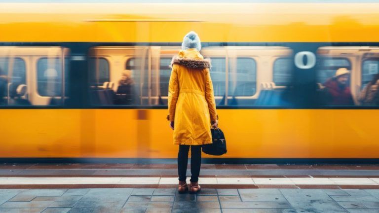 Westbahn Женщина перед поездом